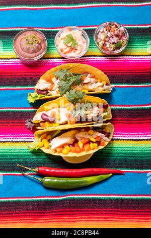 three mexican tacos on cloth Stock Photo