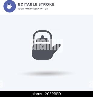 Kettle icon vector, filled flat sign, solid pictogram isolated on white, logo illustration. Kettle icon for presentation. Stock Vector