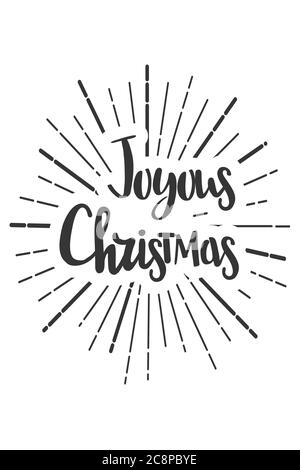 Joyous Christmas wishes lettering in doodle style. Stock Vector