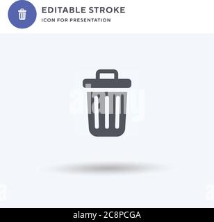 Garbage Bin icon vector, filled flat sign, solid pictogram isolated on white, logo illustration. Garbage Bin icon for presentation. Stock Vector