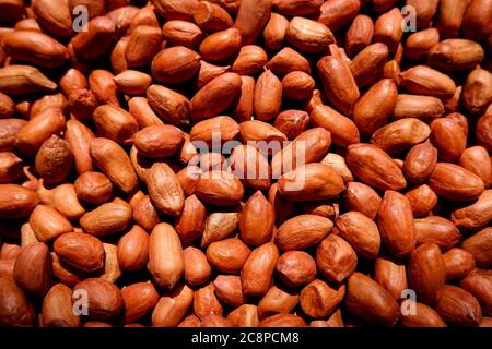 a close up view of brown color groundnuts or peanuts gathering Stock Photo