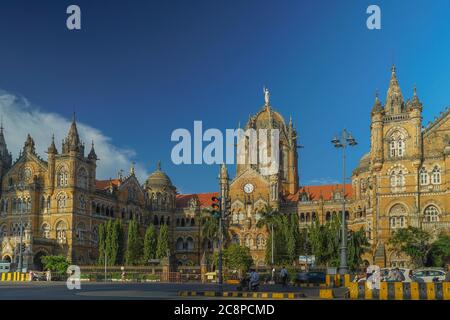 Chhatrapati Shivaji Terminus (CST) formerly Victoria Terminus, is a UNESCO World Heritage Site, Mumbai, Maharashtra India 2020 Stock Photo