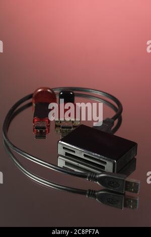 The USB adapter under the Type. Multiport. Stock Photo