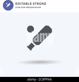 Cricket icon vector, filled flat sign, solid pictogram isolated on white, logo illustration. Cricket icon for presentation. Stock Vector