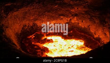 red-hot molten steel in a iron and steel enterprise production scene Stock Photo