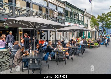 Cafes and bars on Mall Street, Queenstown, New Zealand
