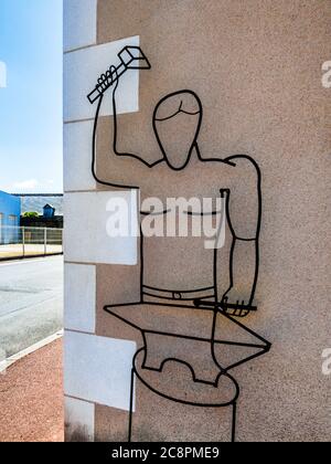 Hand-made metal sign for artisan metal worker - Saint-Senoch, Indre-et-Loire, France. Stock Photo