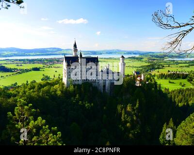 Füssen, Germany: View on Neuschwanstein castle Stock Photo