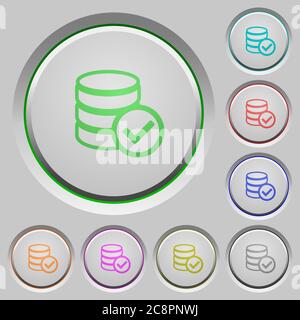 Set of color database ok sunk push buttons. Stock Vector