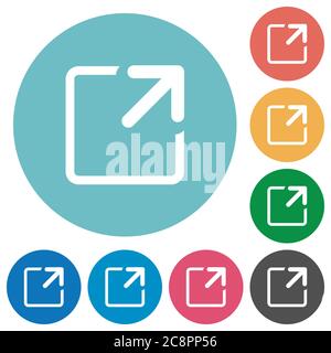 Flat maximize window icon set on round color background. Stock Vector