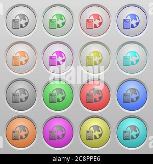 Set of web hosting plastic sunk spherical buttons. Stock Vector