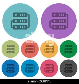Color servers flat icon set on round background. Stock Vector