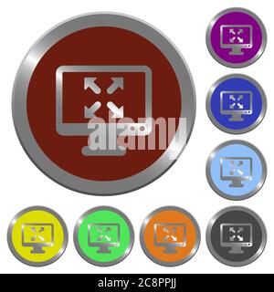 Set of color glossy coin-like fullscreen view buttons. Stock Vector