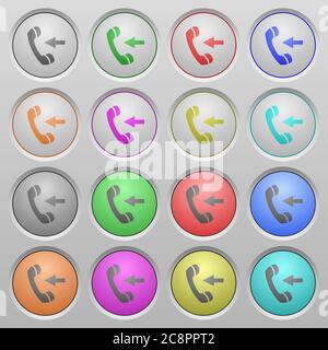 Set of Incoming call plastic sunk spherical buttons. Stock Vector