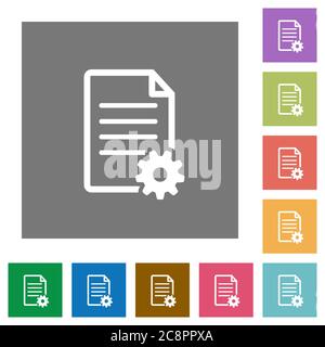Document setup flat icon set on color square background. Stock Vector