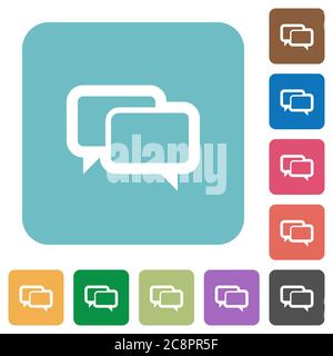 Flat chat bubbles icons on rounded square color backgrounds. Stock Vector