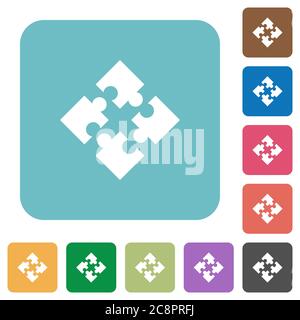 Flat modules icons on rounded square color backgrounds. Stock Vector