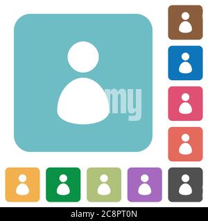 Flat user icons on rounded square color backgrounds. Stock Vector