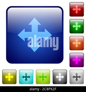 Set of move color glass rounded square buttons Stock Vector