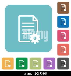Flat document setup icons on rounded square color backgrounds. Stock Vector