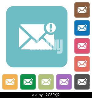 Flat important message icons on rounded square color backgrounds. Stock Vector