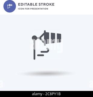 Windsock icon vector, filled flat sign, solid pictogram isolated on white, logo illustration. Windsock icon for presentation. Stock Vector
