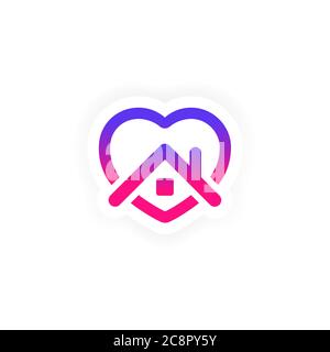 Stay home, heart, home sticker symbol. Vector on isolated white background. EPS 10. Stock Vector