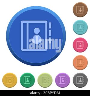 Set of round color embossed contacts buttons Stock Vector