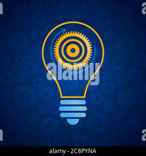 Idea And Innovations. Vector Illustration Of Abstract Lightbulb With Turning Gear Cogwheel Stock Vector