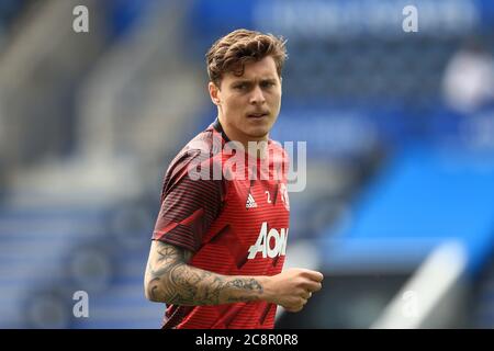 LEICESTER, UK. JUL 26TH Victor Lindelof of Manchester United during the Premier League match between Leicester City and Manchester United at the King Power Stadium, Leicester on Sunday 26th July 2020. (Credit: Leila Coker | MI News) Credit: MI News & Sport /Alamy Live News Stock Photo