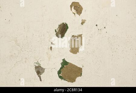 Wall paint peeling off due to moisture problems on wallcovering, need repaired and re-painted. spalling, visible the different layers of paint Stock Photo