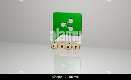 3D graphical image of chat vertically along with text built by metallic cubic letters from the top perspective, excellent for the concept presentation and slideshows. illustration and icon Stock Photo