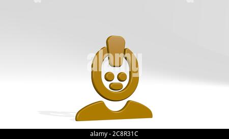 people man stand with shadow. 3D illustration of metallic sculpture over a white background with mild texture. business and concept Stock Photo