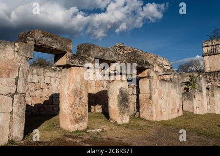 The Palace at Kabah.  The pre-Hispanic Mayan ruins of Kabah are part of the Pre-Hispanic Town of Uxmal UNESCO World Heritage Center in Yucatan, Mexico Stock Photo