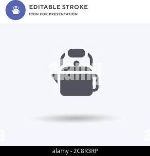 Kettle icon vector, filled flat sign, solid pictogram isolated on white, logo illustration. Kettle icon for presentation. Stock Vector