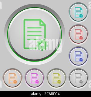 Set of color Document setup sunk push buttons. Stock Vector