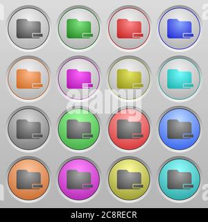 Set of Remove folder plastic sunk spherical buttons. Stock Vector