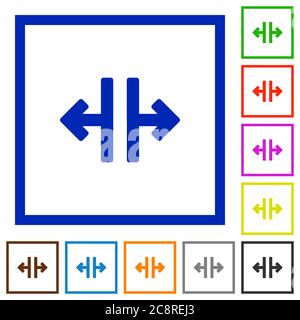 Set of color square framed Vertical split flat icons Stock Vector