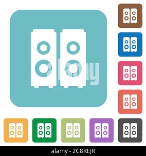 Flat speakers icons on rounded square color backgrounds. Stock Vector