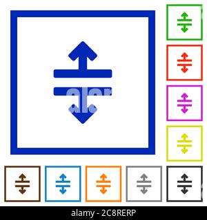 Set of color square framed Horizontal split flat icons Stock Vector