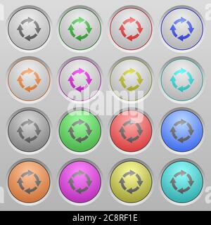 Set of Rotate right plastic sunk spherical buttons. Stock Vector