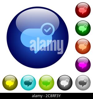 Set of color message sent glass web buttons. Stock Vector