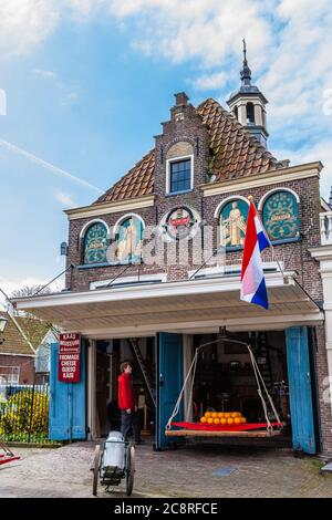 The village of Edam in North Holland, The Netherlands, is famous for its cheese (Edam cheese), which is exported all over the world. Stock Photo