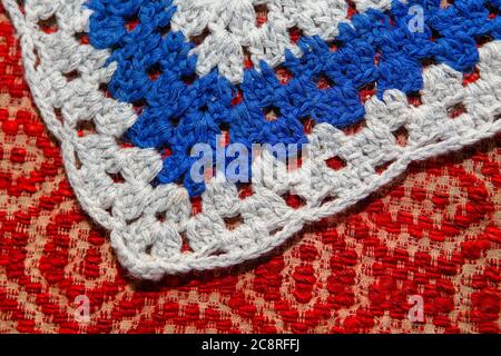 Handmade embroidered rug in old style . Part of carpet Stock Photo