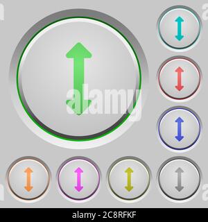 Set of color Resize vertical sunk push buttons. Stock Vector