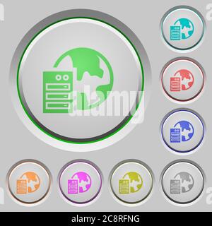 Set of color Web hosting sunk push buttons. Stock Vector