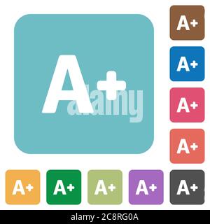Flat increase font size icons on rounded square color backgrounds. Stock Vector