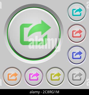 Set of color export sunk push buttons. Stock Vector