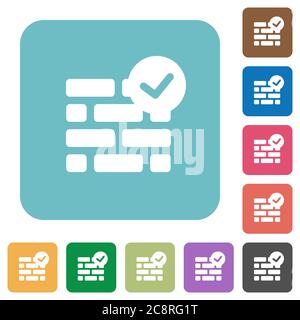 Flat active firewall icons on rounded square color backgrounds. Stock Vector