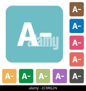 Flat decrease font size icons on rounded square color backgrounds. Stock Vector